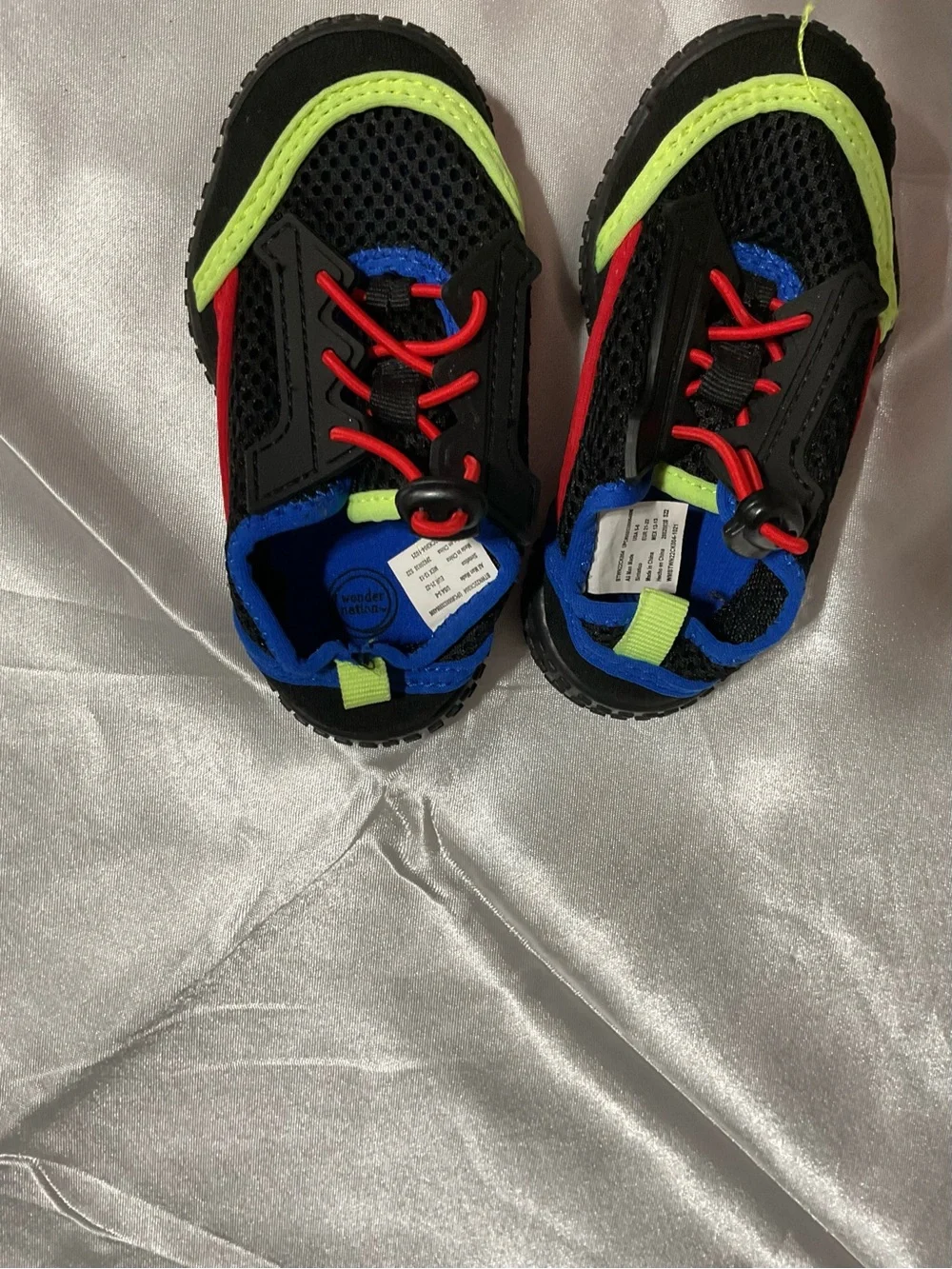 wonder nation Black Sneakers with Neon Green, Blue & Red Accents